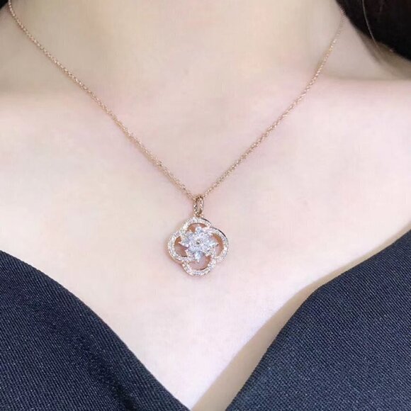 💞Flower Hollow Romantic 925 Silver Plated Pendant Necklace for Women, MARR9014 - Picture 3 of 5